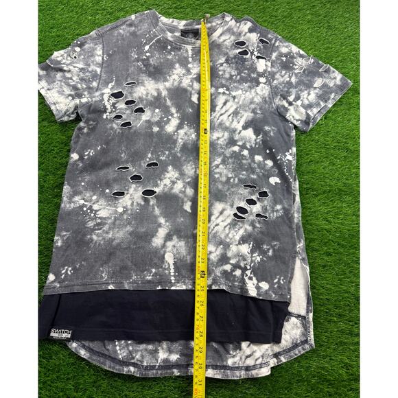 SWITCH Remarqable Distressed Bleach Wash Layered T-Shirt Gray Size M Streetwear - Picture 7 of 9